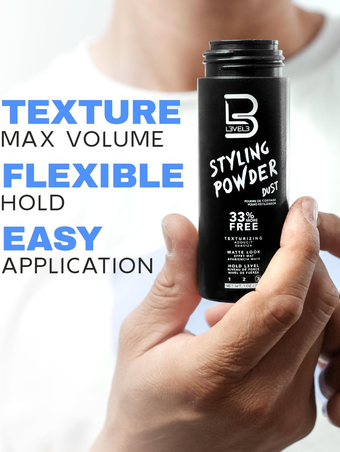 L3 Poudre coiffante Level 3 - Aspect naturel - Facile à appliquer sans huile ni résidus gras - Offre une finition mate (30 g)