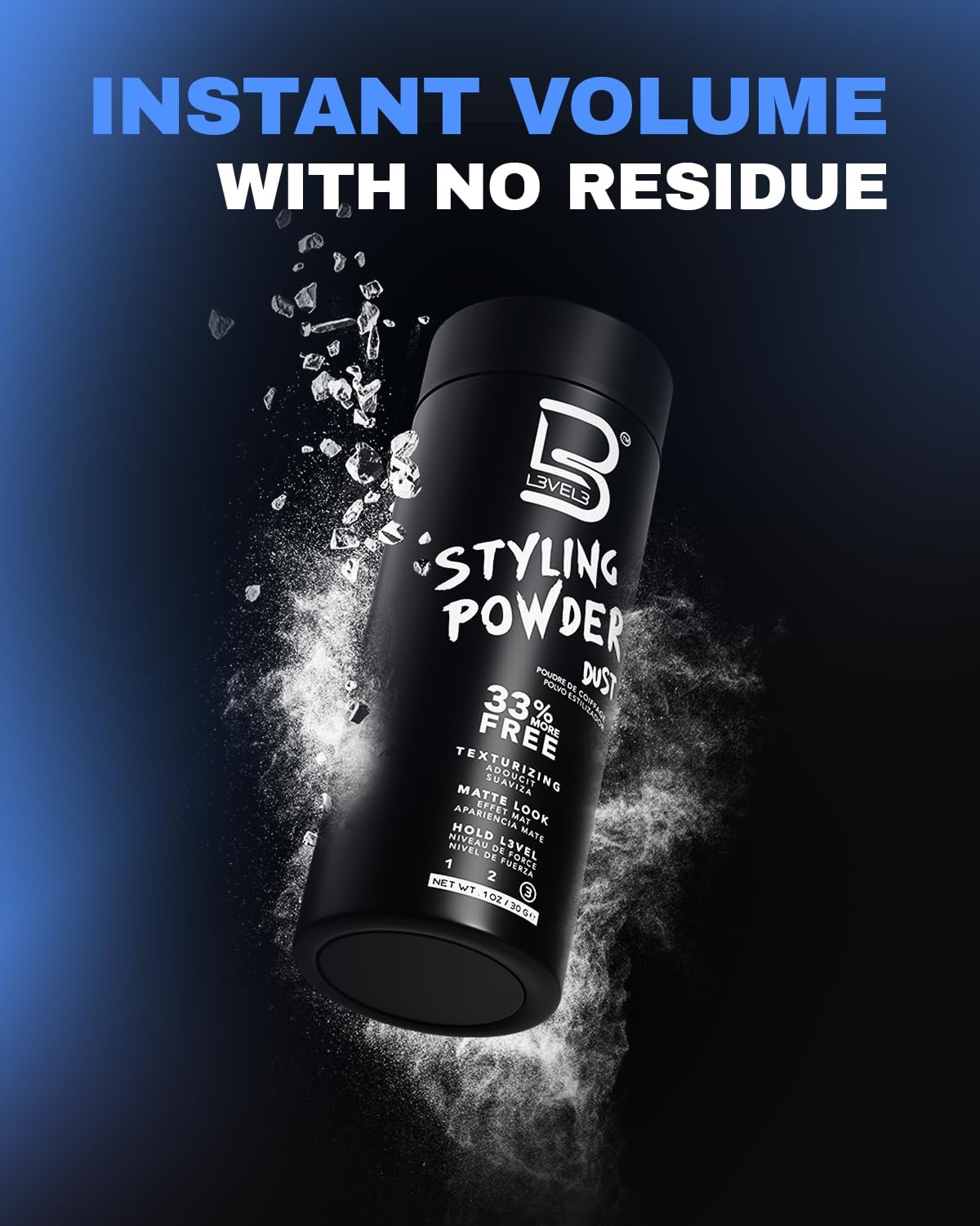 L3 Poudre coiffante Level 3 - Aspect naturel - Facile à appliquer sans huile ni résidus gras - Offre une finition mate (30 g)