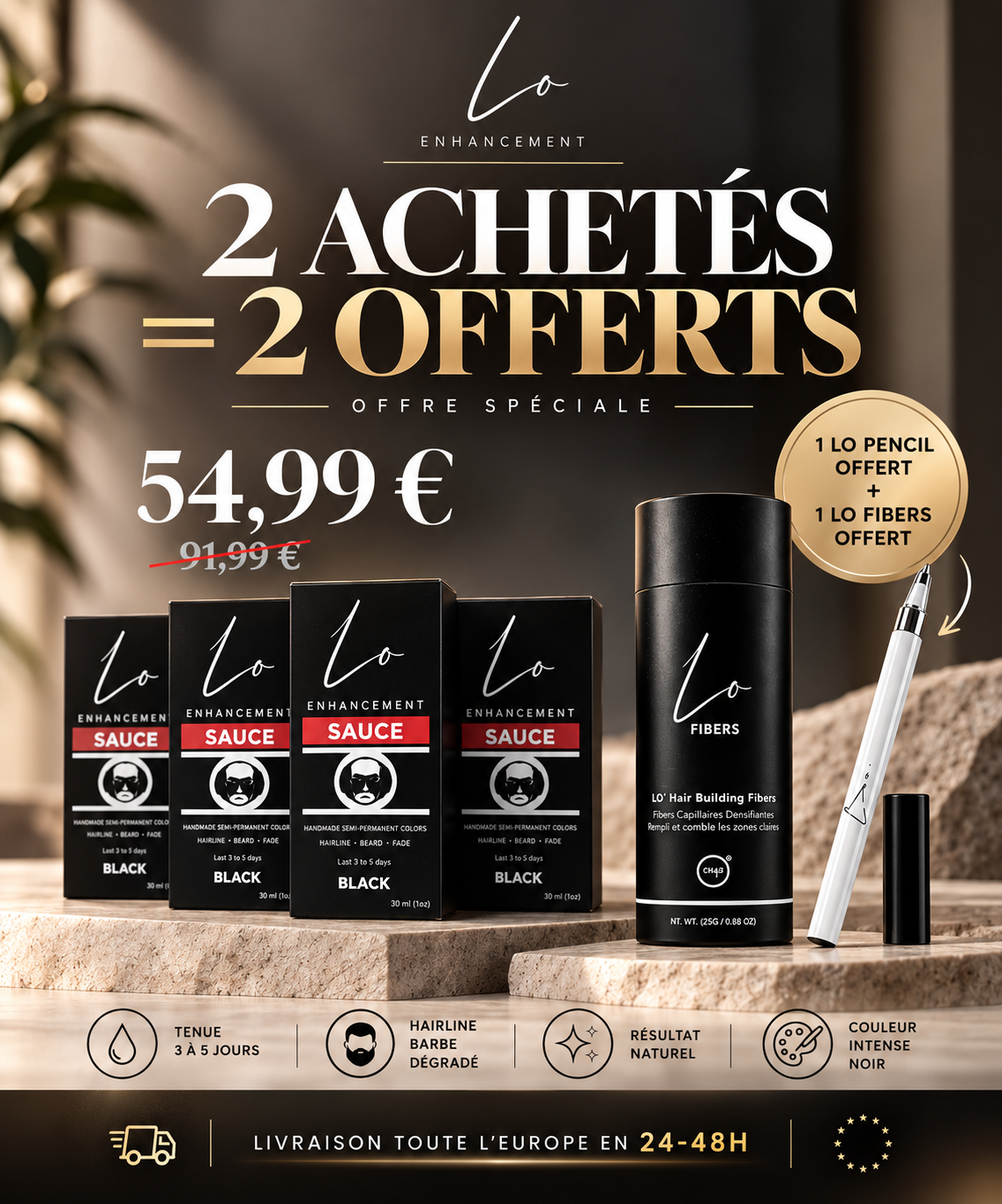LO SAUCE CRAZY DEAL - 2 ACHETÉS =2 OFFERTS (2BUY=2 FREE) + 1 LO PENCIL OFFERT + 1 Fibres LO