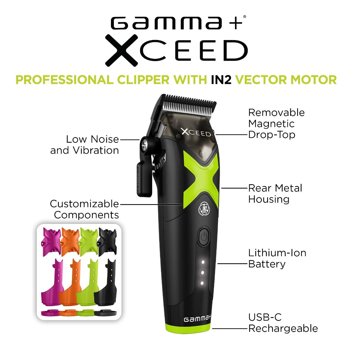 Gamma+ XCEED Professional Clipper IN2 Vector Motor - Tondeuse de Coupe